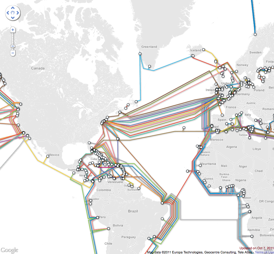 submarine cable map 1939